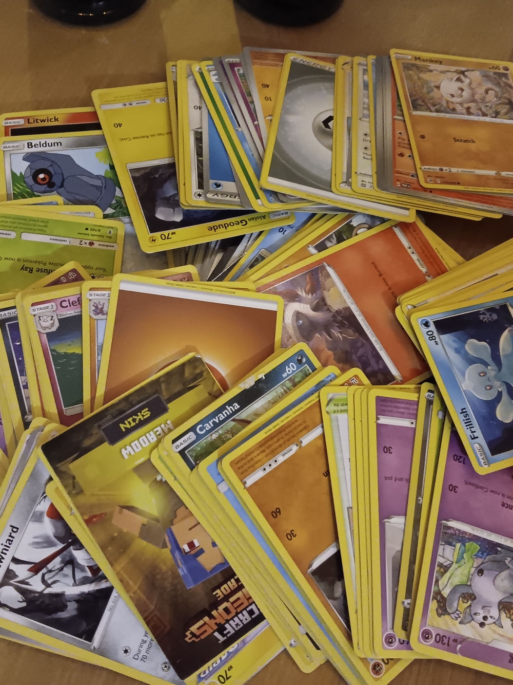 Assorted Pokémon Trading Card Lot - Yellow Border Energy & Trainer Cards